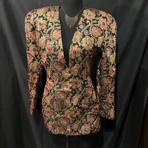 SOLD!! Vintage Elegant Floral Brocade Jacket